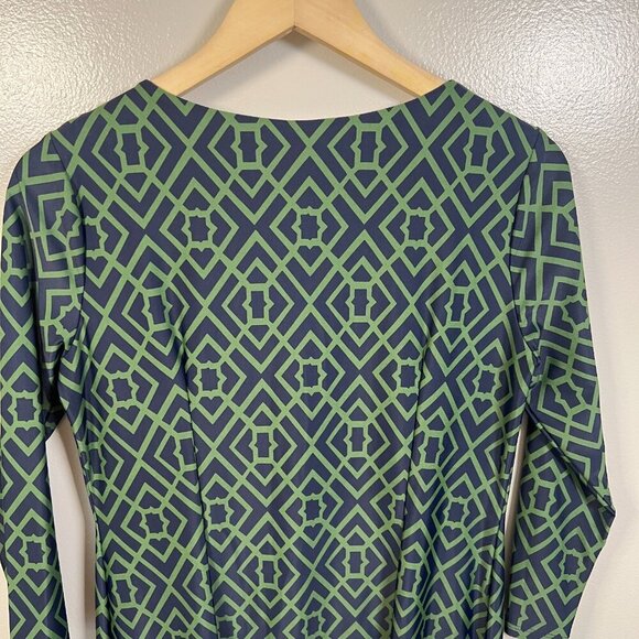 Jude Connally Sabine Shift Dress Size Small Green Blue LIghtweight Work Travel - Picture 7 of 9